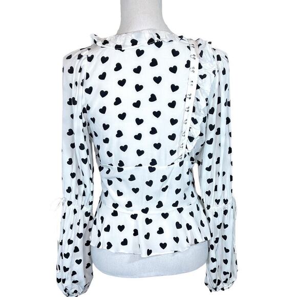 For Love and Lemons Top Heart Pattern Long Sleeve Size M - Picture 7 of 8